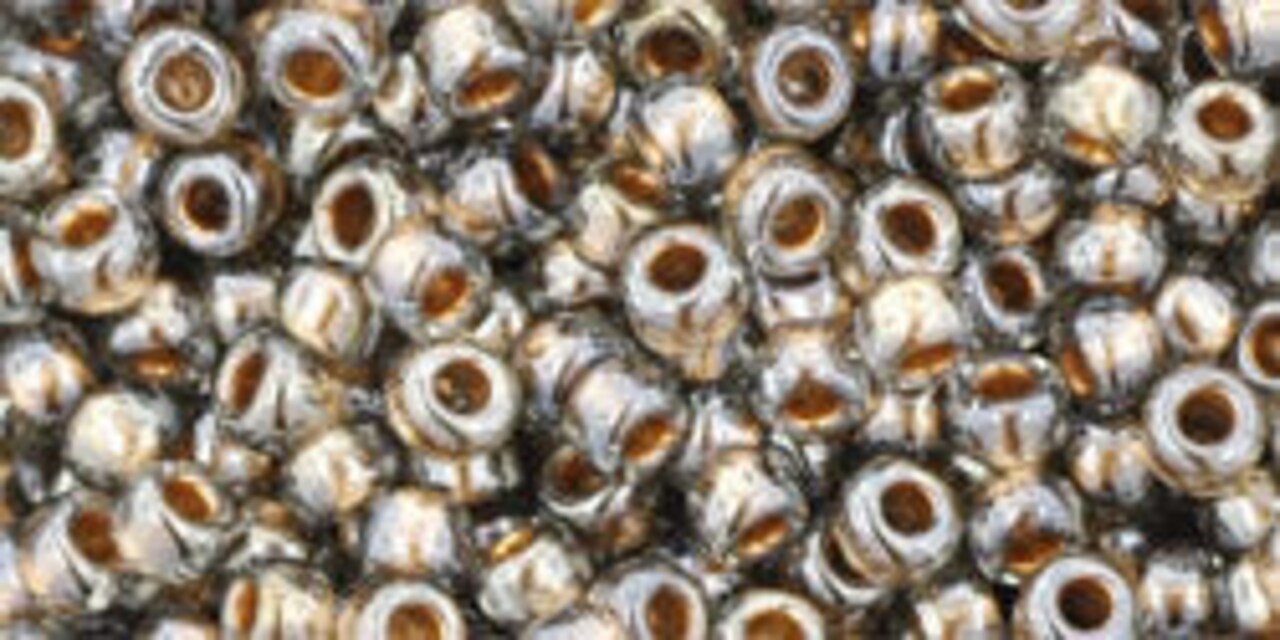 Toho 8/0 Round Japanese Seed Bead, TR8-993, Gilt Lined Black Diamond
